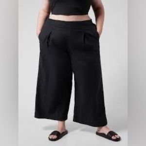 Athleta Playa Wide Crop Pants 100% Linen Size 18 NWT